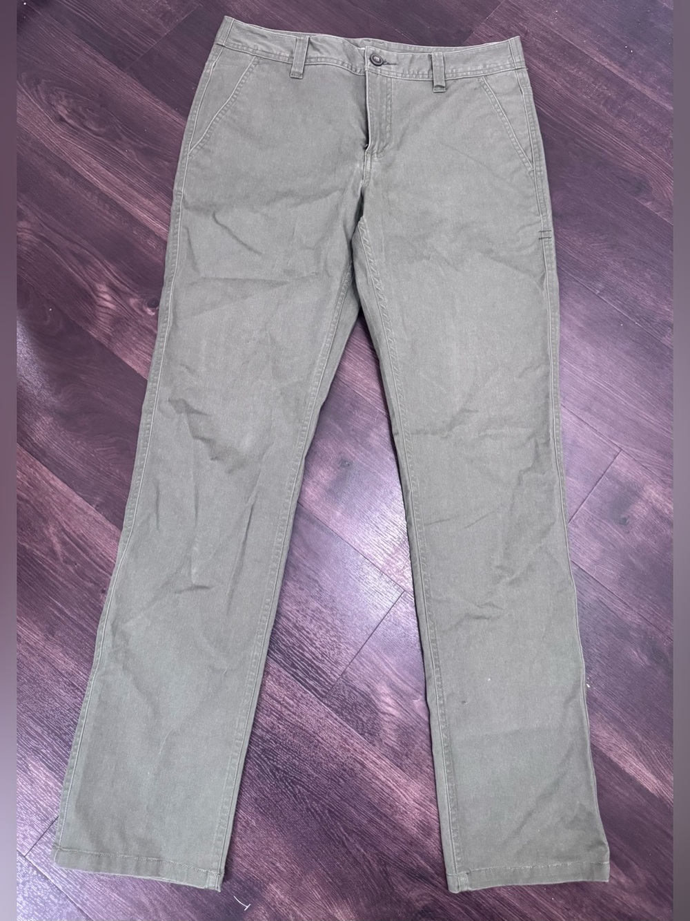 Toad&Co Mission Ridge Pant Lean Fit Chino Green Olive 32x32 Organic Cotton Blend
